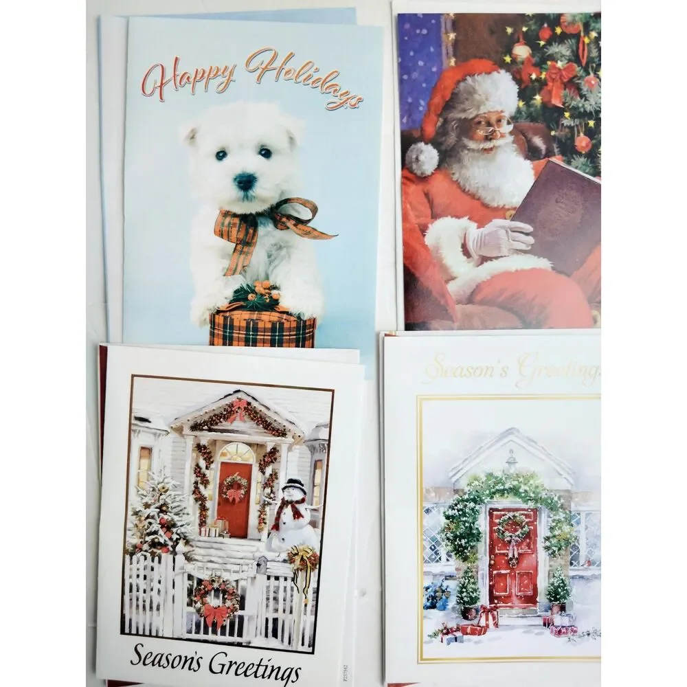 Lot of 5 Vintage Unique Festive Christmas Cards w/ Matching Envelope 5x7